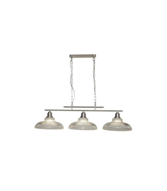 Suspension Bistro Acier doux,verre Argent clair et satiné