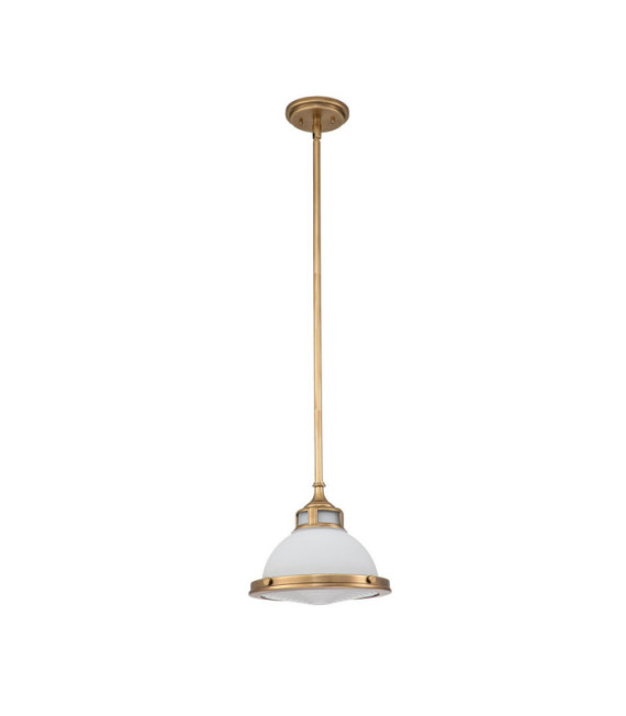 Hinkley Pendant Light Opal Glass, Heritage Brass Steel