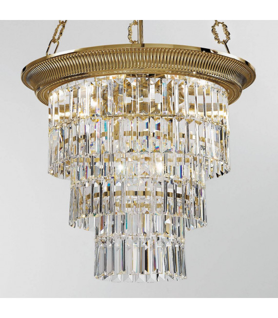 Klassischer Kronleuchter MILORD CRYSTAL Antik Messing 4 Glühbirnen