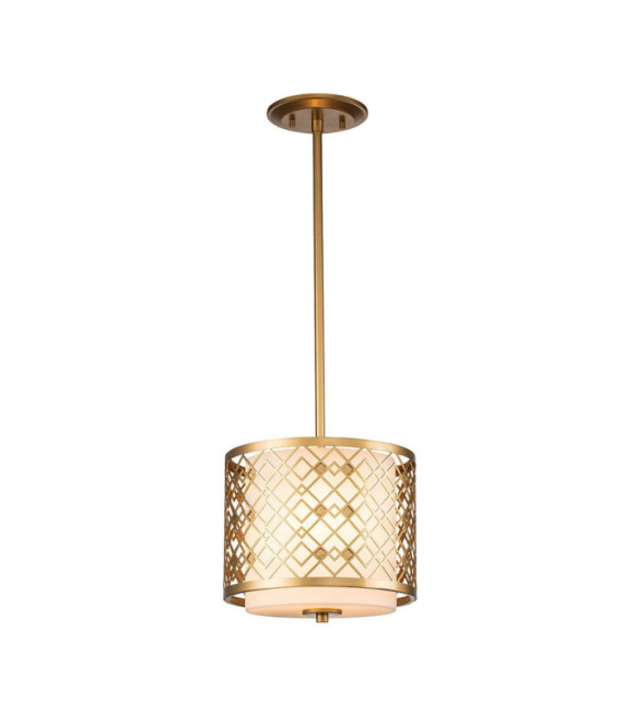 Lámpara colgante Ziggy de cristal, acero lacado dorado