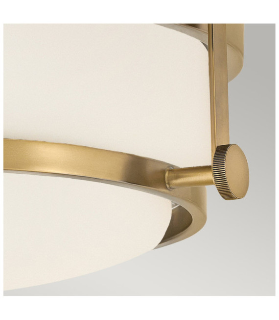 Plafoniera Harper Acciaio, vetro satinato opalino Ottone Heritage