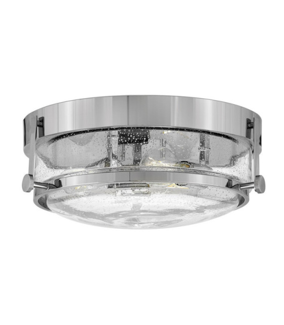 Harper ceiling light Steel, transparent grained glass Polished chrome