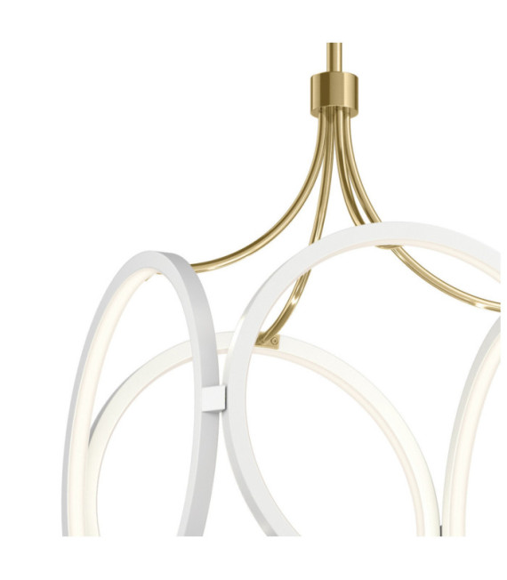 Lampada a sospensione LED Kichler Ferro, acrilico satinato, alluminio bianco con oro champagne