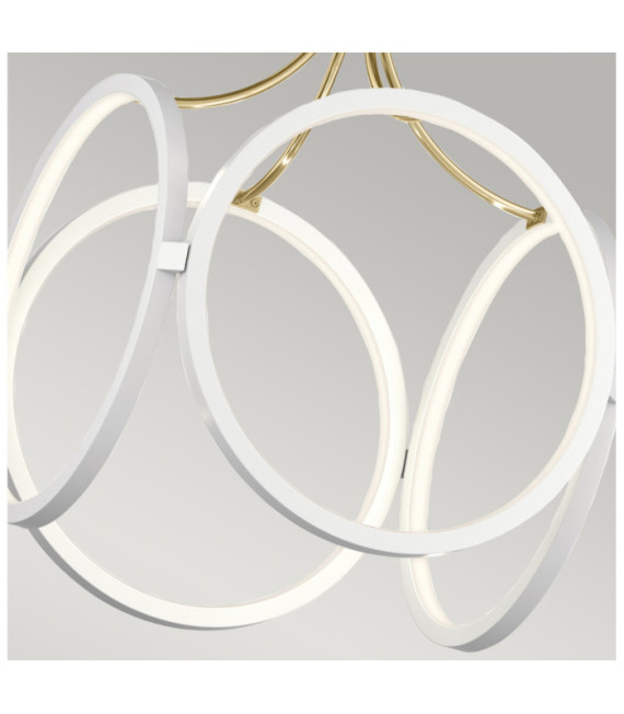 Lámpara colgante LED Kichler Hierro, acrílico esmerilado, aluminio blanco con dorado champán