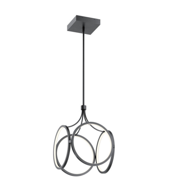 Lámpara colgante LED Kichler Hierro, acrílico esmerilado, aluminio Negro mate