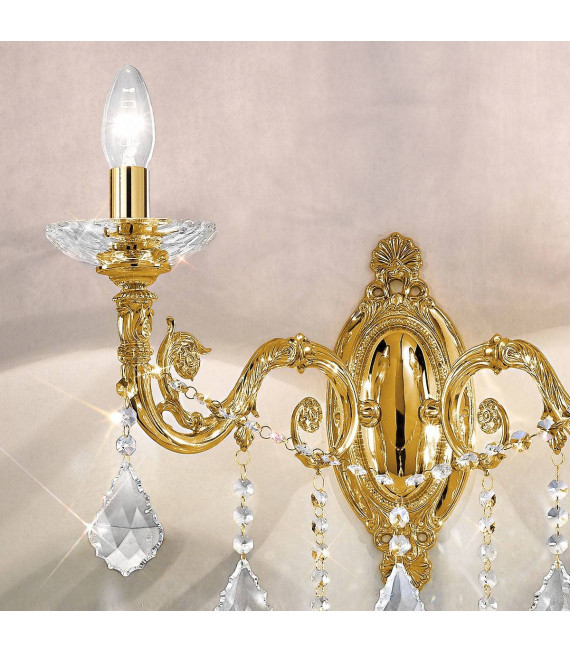 Klassische Wandleuchte CONTARINI CRYSTAL French Gold 2 Glühbirnen
