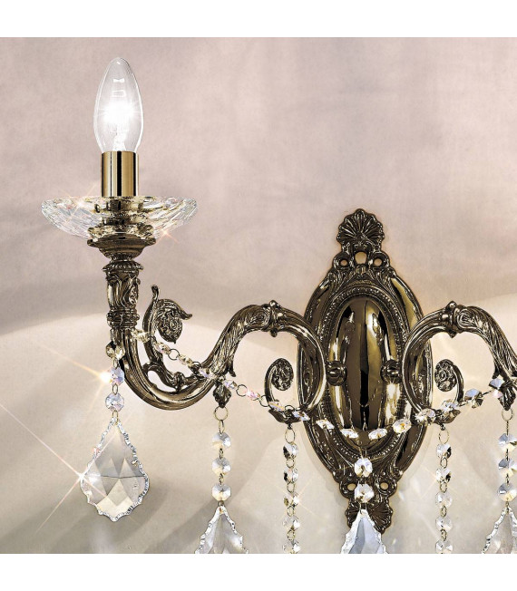 Applique classica CONTARINI CRYSTAL ottone antico 2 lampadine