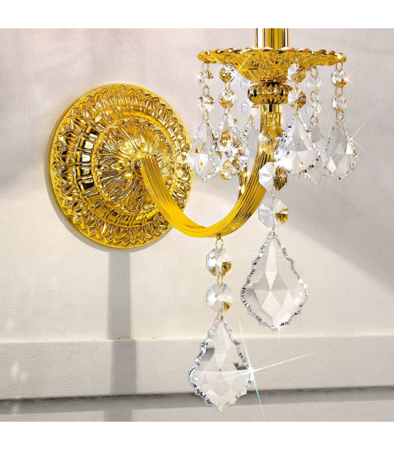 Applique classica PISANI CRYSTAL in oro francese 1 lampadina