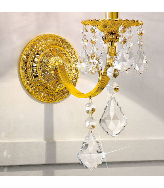 Klassische Wandleuchte PISANI CRYSTAL 24 Karat Gold 1 Glühbirne