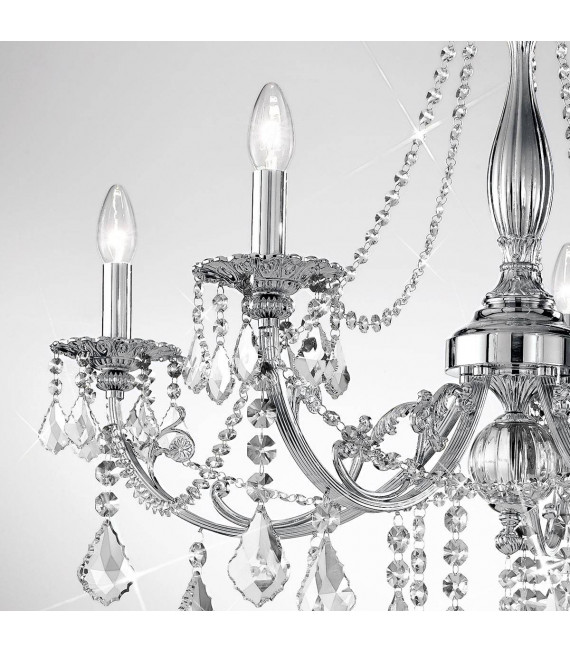 Lampadario classico PISANI CRYSTAL cromato 5 lampadine
