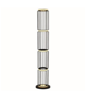 Lámpara de pie LED Circolo Aluminio, Acero dulce, Silicona negra