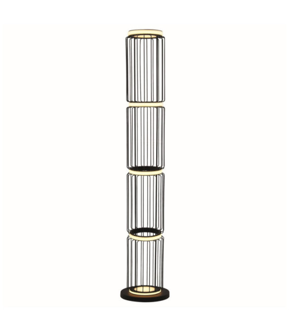 Lámpara de pie LED Circolo Aluminio, Acero dulce, Silicona negra