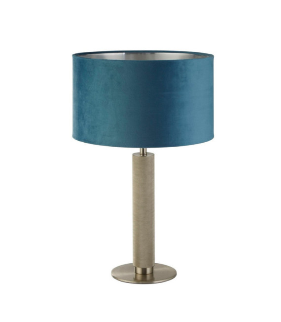 London Tischlampe aus Weichstahl, Stoff aus satiniertem Silber