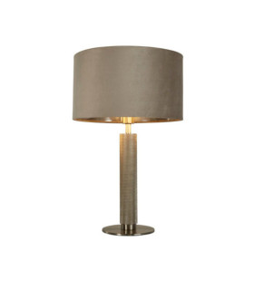 London Table Lamp Mild Steel, Satin Silver Fabric