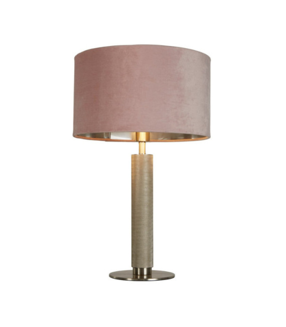 London Tischlampe aus Weichstahl, Stoff aus satiniertem Silber