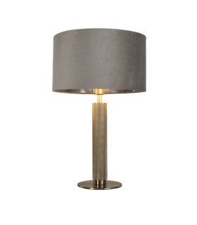 London Table Lamp Mild Steel, Satin Silver Fabric
