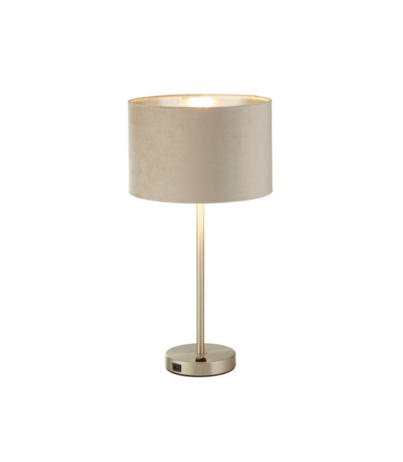 Lámpara de mesa Finn Acero dulce, tela níquel satinado