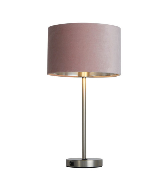 Finn Tischlampe Weichstahl, Stoff aus satiniertem Nickel
