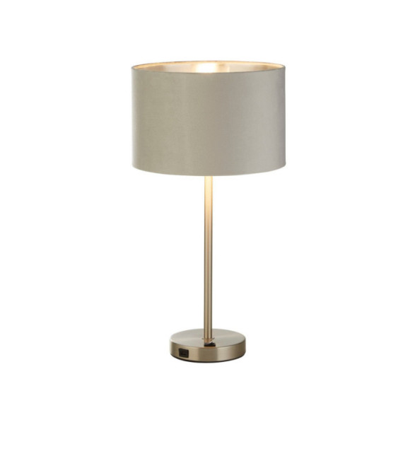 Lampe de table Finn Acier doux,tissu Nickel satiné