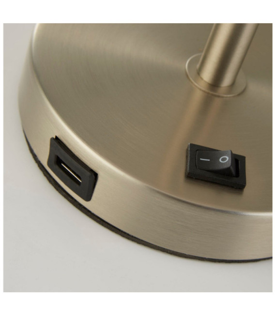 Lampe de table Finn Acier doux,tissu Nickel satiné