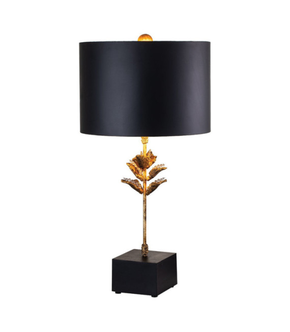Camilia Table Lamp Resin, Parchment, Black Steel, Antique Gold