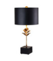 Lampe de table Camilia Résine,Parchemin,Acier Noir,Or antique