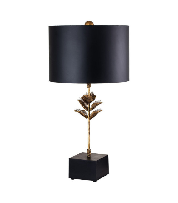 Camilia Table Lamp Resin, Parchment, Black Steel, Antique Gold