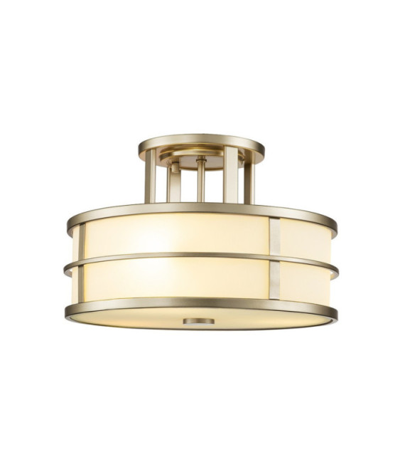 Plafonnier Fusion Verre Opale,Acier Laiton naturel peint