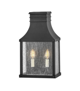 Lampada da parete per esterni Beacon Vetro seminato trasparente, alluminio Museum Nero