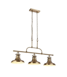 Lampada a sospensione Dallas in acciaio dolce e ottone anticato