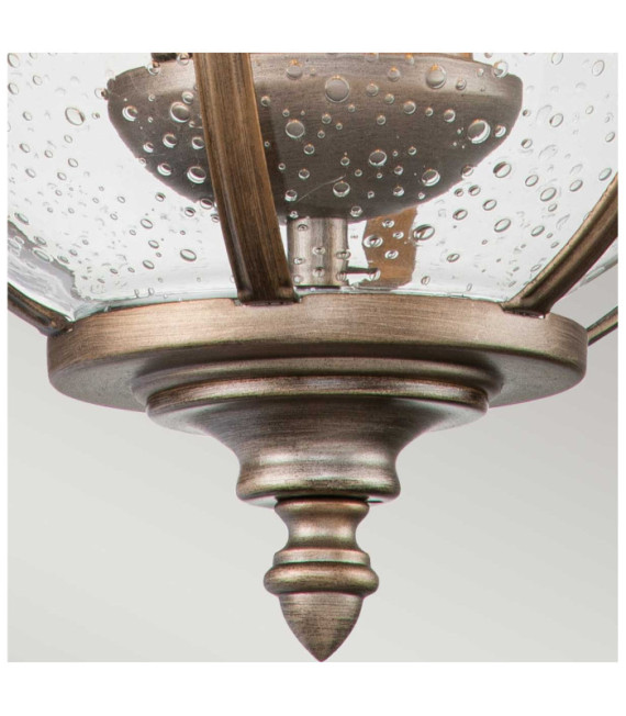 Aplique exterior Kichler Aluminio, latón, cristal granulado transparente Bronce bruñido
