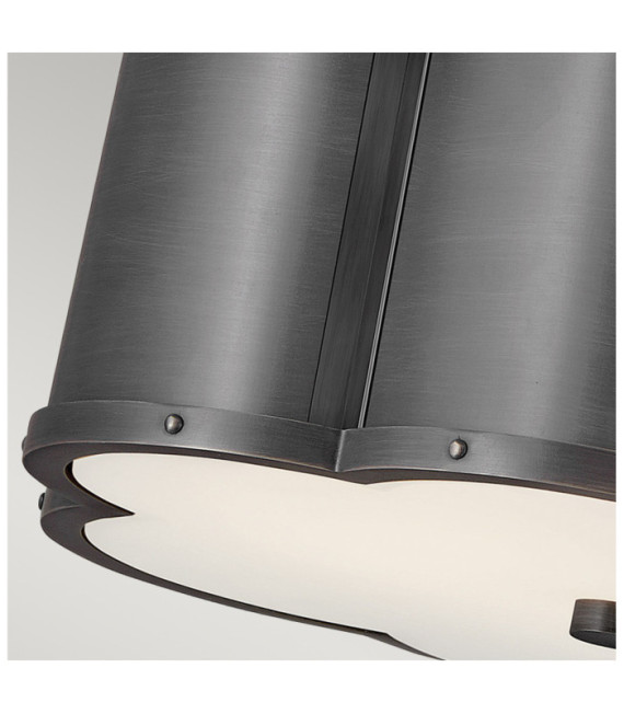 Plafonnier Hinkley Verre opale gravé,acier Laiton noirci