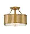 Hinkley Ceiling Light Engraved Opal Glass, Steel Brass Heritage
