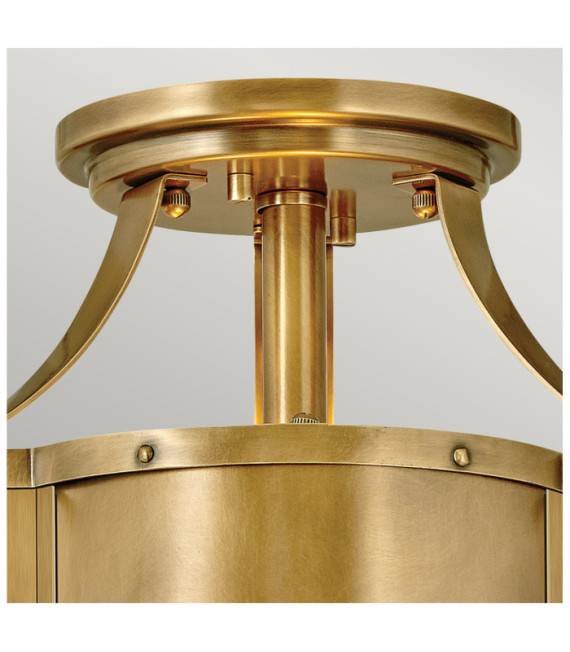 Hinkley Ceiling Light Engraved Opal Glass, Steel Brass Heritage