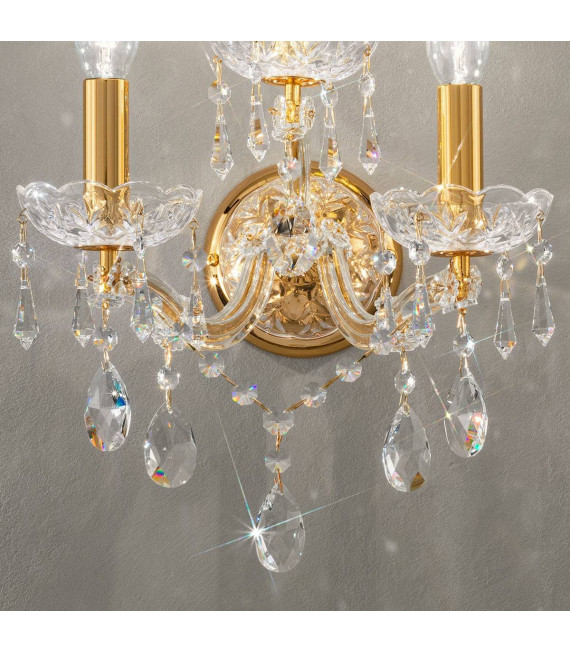 Klassische Wandleuchte SCHÖNBRUNN 24 Karat Gold 3 Glühbirnen