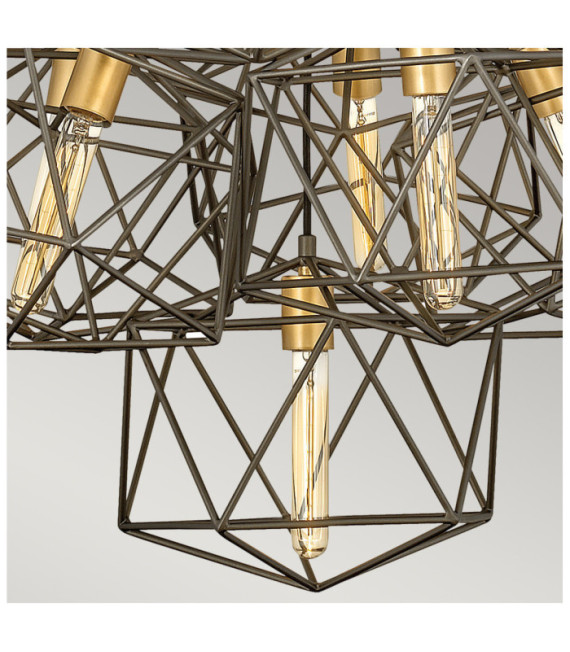 Suspension Hinkley Acier Bronze mat métallisé avec accents dorés de luxe