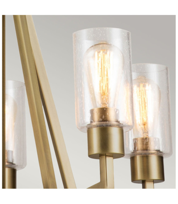 Lampada a sospensione Kichler Acciaio, vetro granulato trasparente Ottone naturale