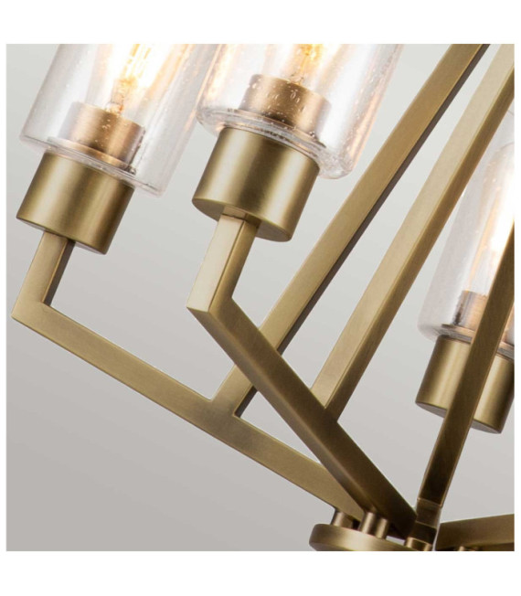 Suspension Kichler Acier,verre grainé transparent Laiton naturel