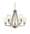 Suspension Kichler Acier,verre grainé transparent Gris antique vieilli