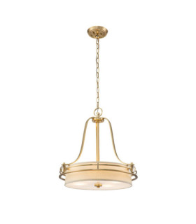 Lampada a sospensione Quoizel Vetro, Acciaio, Paralume Crema Ottone spazzolato
