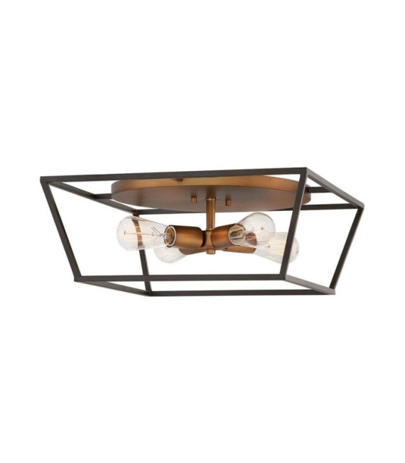 Plafoniera Hinkley in acciaio color bronzo con accenti in ottone anticato