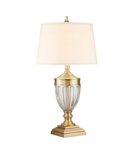 Quoizel Table Lamp Glass, Steel, Linen Brushed Brass