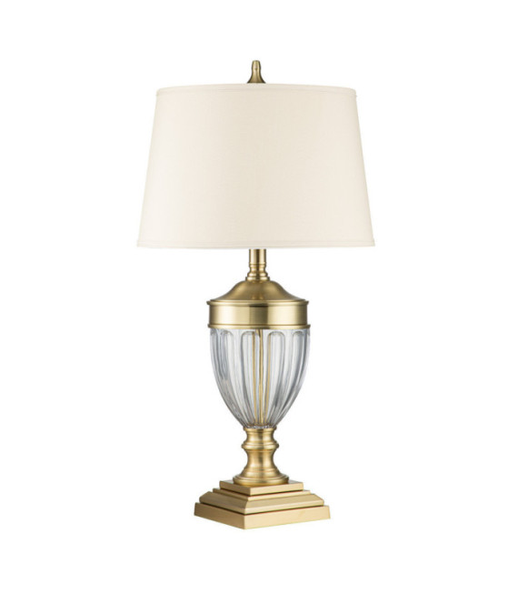 Lampada da tavolo Quoizel Vetro, Acciaio, Ottone Spazzolato Lino