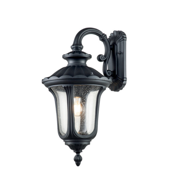 Lampada da parete per esterni Chicago Alluminio, vetro granulato trasparente Nero strutturato
