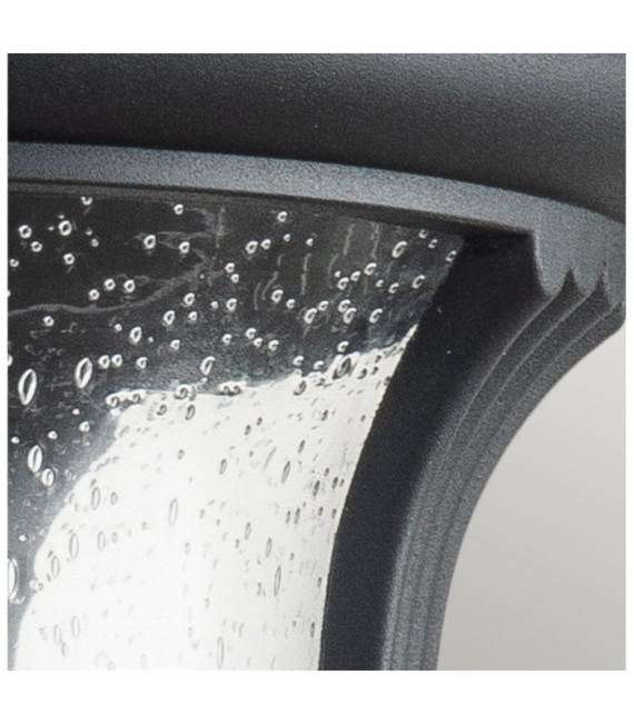 Chicago exterior wall light Aluminum, transparent grained glass Textured black