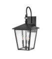Hinkley exterior wall light Aluminum, brass, transparent grained glass Black