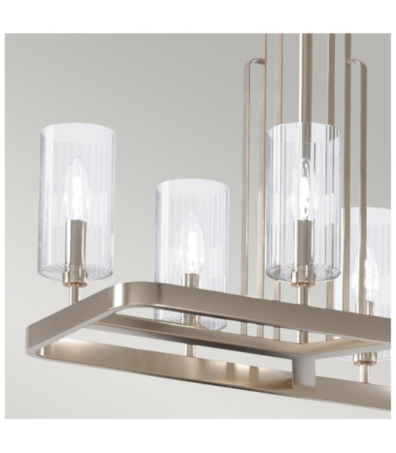 Kichler Pendelleuchte Stahl, transparentes geriffeltes Glas, poliertes Nickel