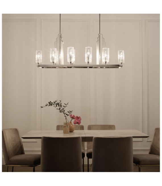 Kichler Pendelleuchte Stahl, transparentes geriffeltes Glas, poliertes Nickel