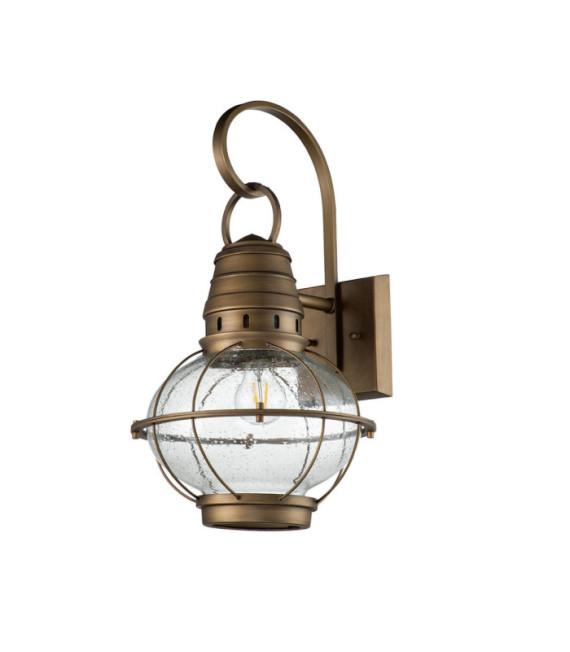 Lampada da parete per esterni Kichler Alluminio, vetro granulato trasparente Ottone naturale