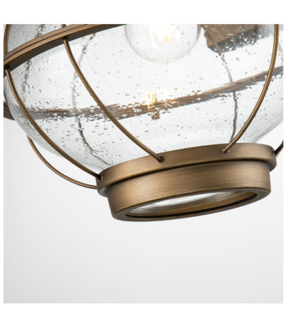 Lampada da parete per esterni Kichler Alluminio, vetro granulato trasparente Ottone naturale